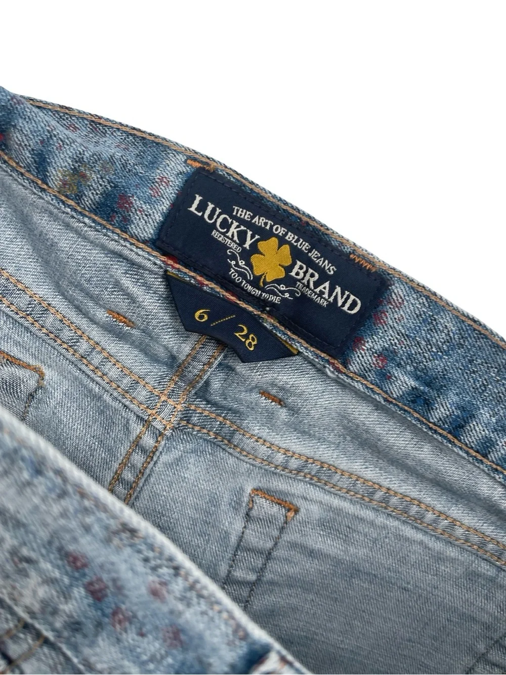 Lucky Brand Blue Denim Floral Print Bermuda Shorts size 6/28